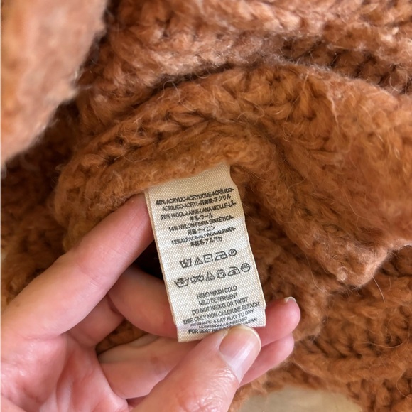 Free People Fluffy Fox Papaya Wool Alpaca Blend Oversized Turtleneck Sweater - Picture 7 of 9